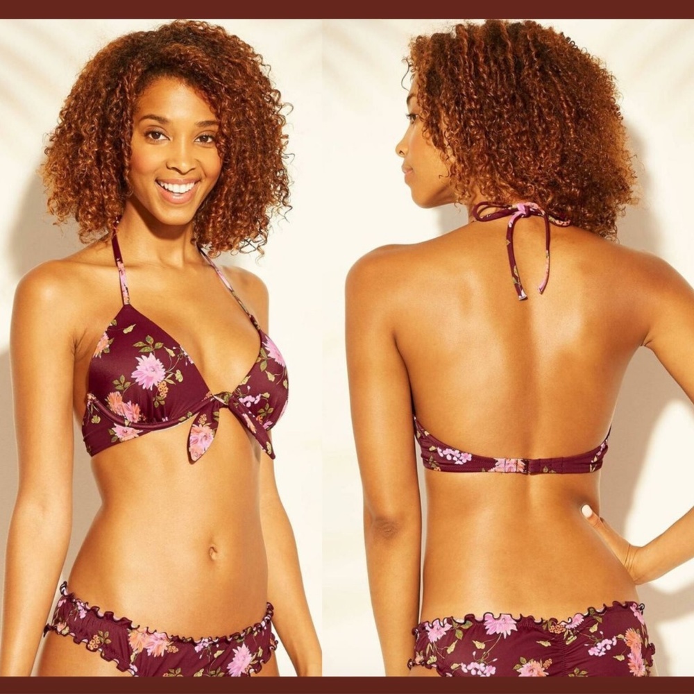 NWT Shade & Shore Tropic Triangle Light Lined Floral Bikini Top [ SZ 32B ] #3280